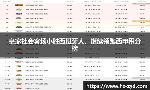 皇家社会客场小胜西班牙人，继续领跑西甲积分榜