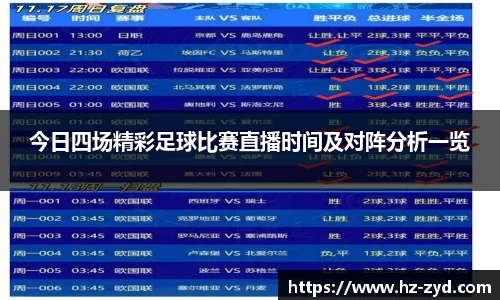 今日四场精彩足球比赛直播时间及对阵分析一览