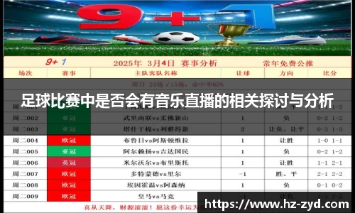 足球比赛中是否会有音乐直播的相关探讨与分析