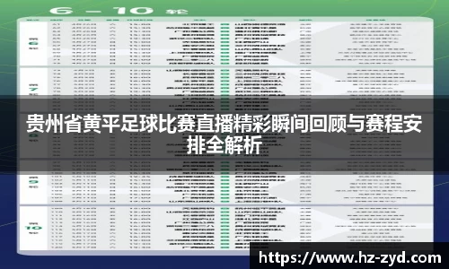 贵州省黄平足球比赛直播精彩瞬间回顾与赛程安排全解析